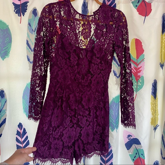 Cynthia Rowley Plum Midnight Lace Romper EUC - Picture 6 of 16